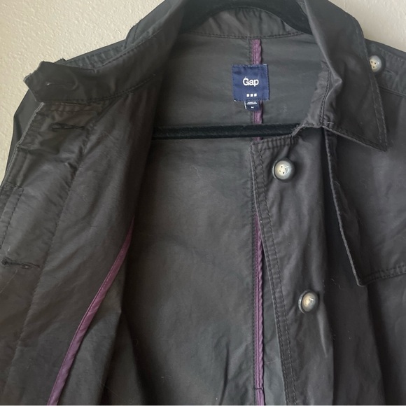Gap Woman's Trench Coat -Sz M -Black -Classic -Preppy-Minimalist-Unlined - Picture 6 of 12